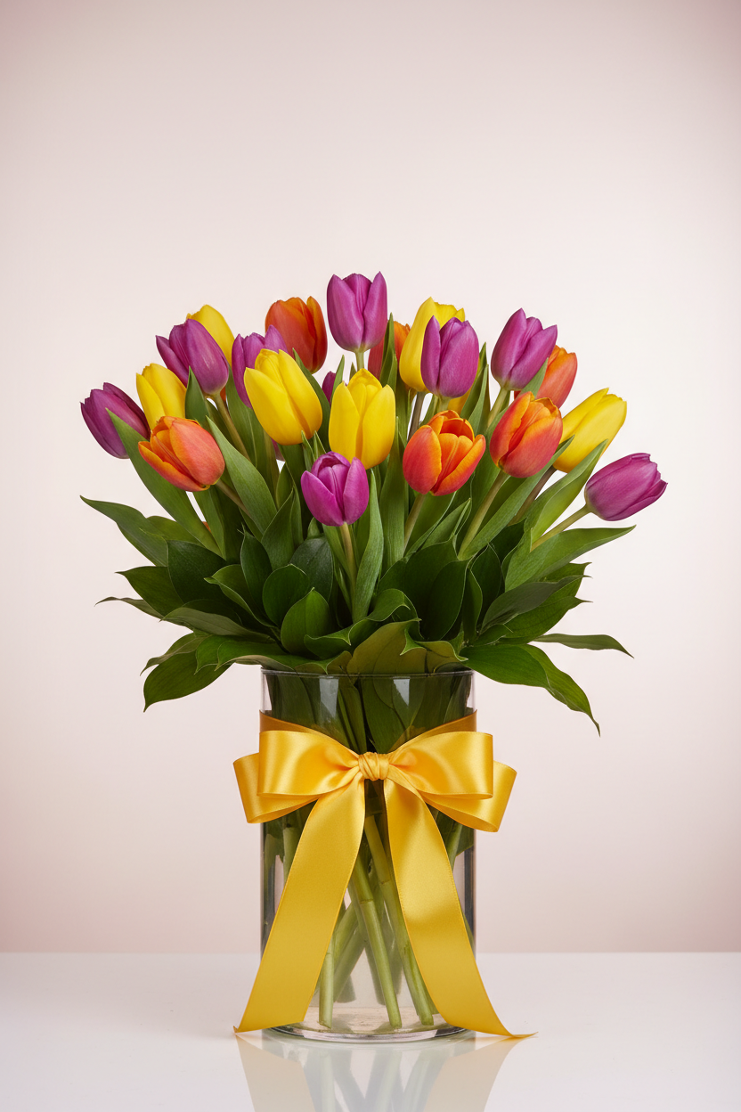 Mixed Tulip Vase Arrangement