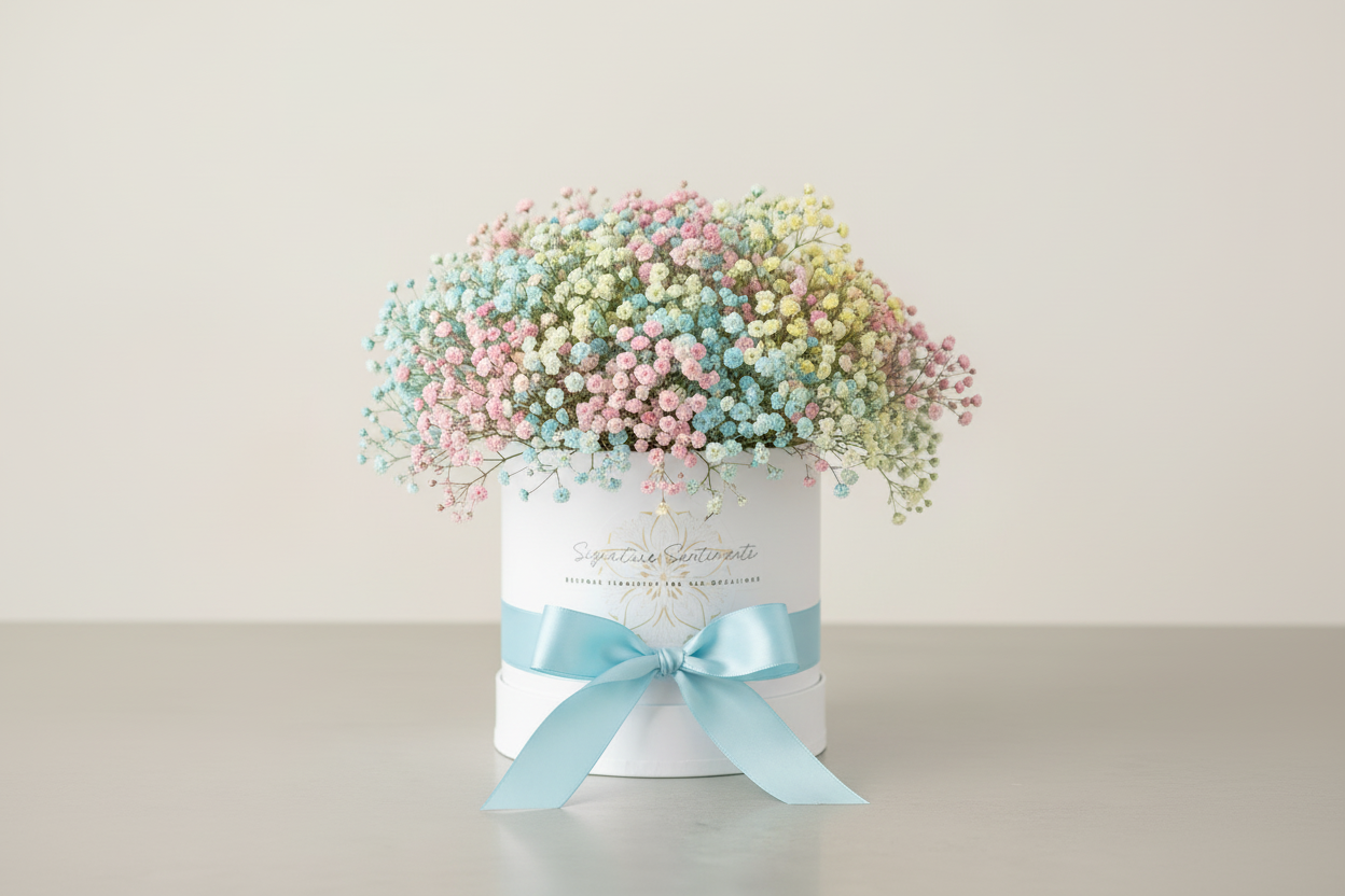 Rainbow Gypsophila Hatbox