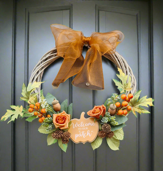 "Welcome to our patch" Bespoke Autumnal Wreath