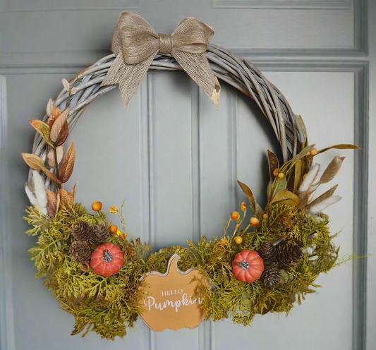 "Hello Pumpkin" Bespoke Autumnal Wreath
