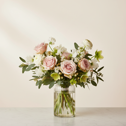 Clean subscription floral arrangement in vase