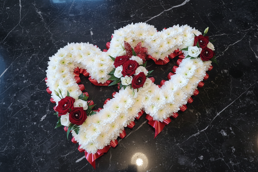 Double heart funeral tribute