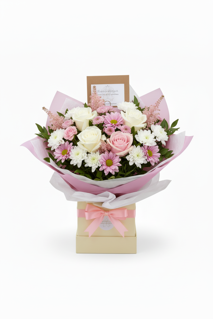 Mother's Day bouquet with white tissue instead of yellow