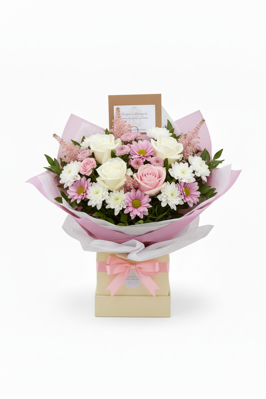 Mother's Day bouquet with white tissue instead of yellow