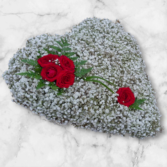 18" Gypsophila Heart Tribute