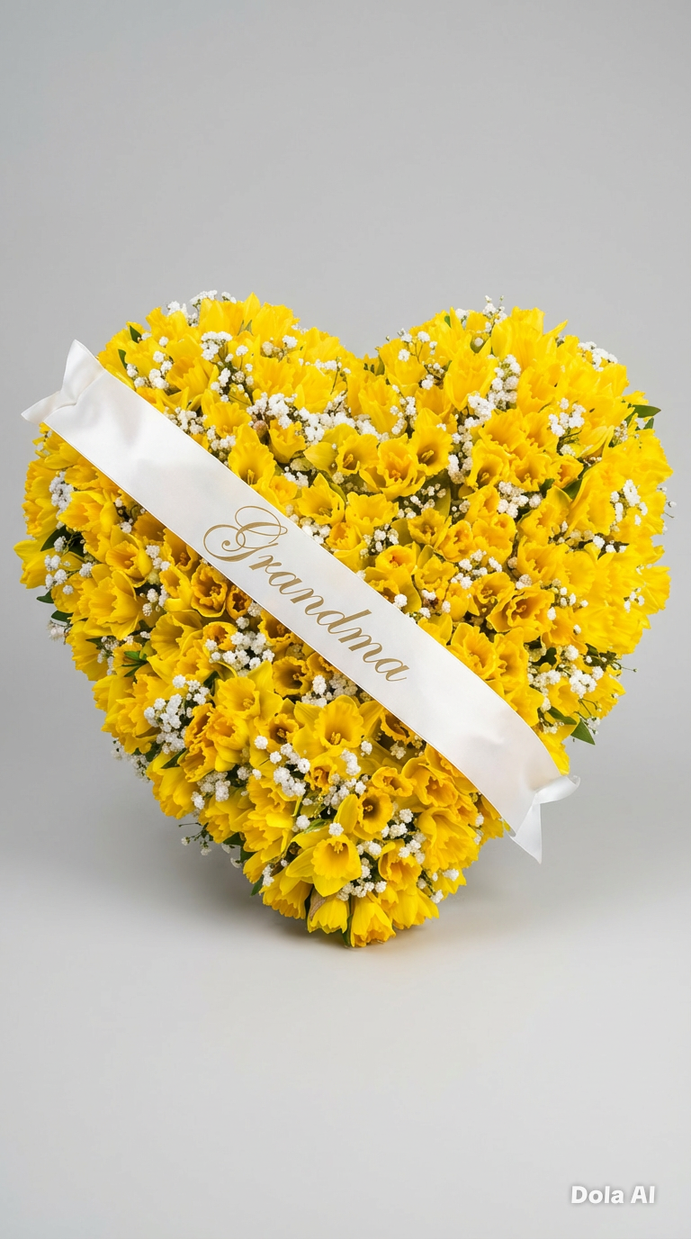 Daffodil 18 Inch Heart Tribute